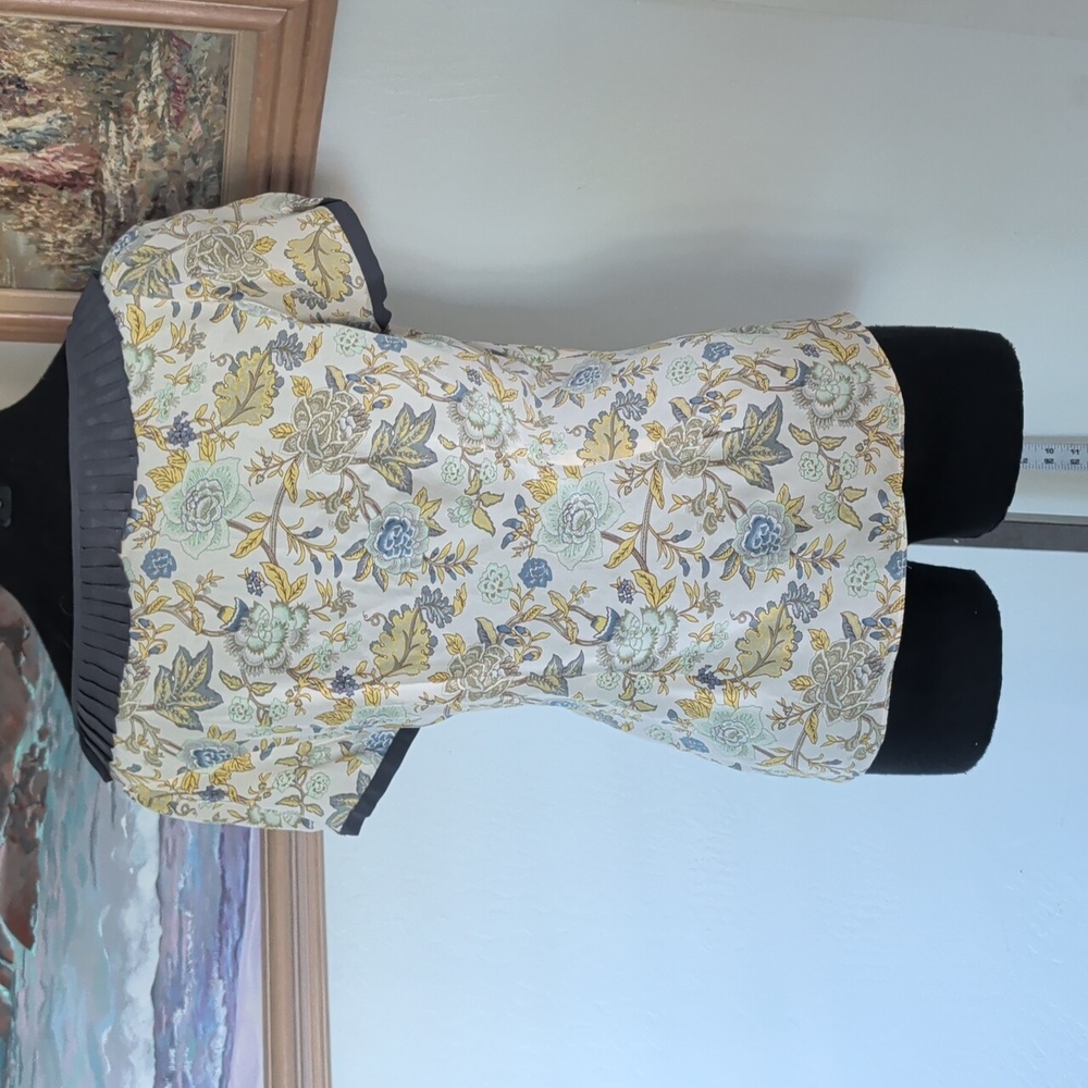 Anthropologie Gray and Yellow Floral Blouse - Picture 3 of 3